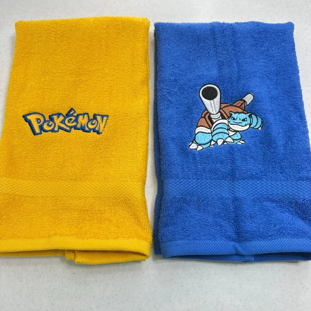 Pokemon Towels Embroidered Hand Towel Set Bathroom Decor Anime Gamer Gift